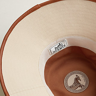 HERMES　バケットハット　麻　レザー　ホワイト 24021506_1.jpg